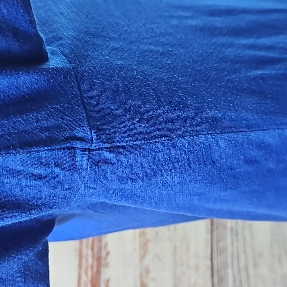 LANE BRYANT COOL & CASUAL 3/4 ROLL-TAB COBALT BLUE PULLOVER COTTON SLUB - Picture 5 of 13